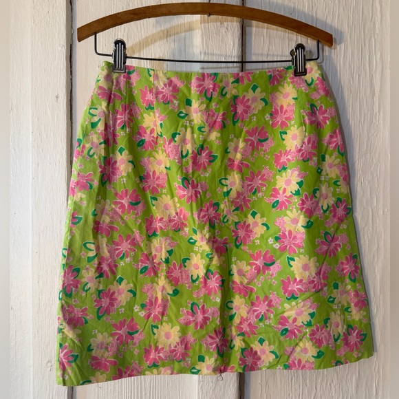 Lilly Pulitzer Dresses & Skirts - Vintage Lilly Pulitzer Skirt Pink/Green Floral w/ Rhinos Cotton Lined: Size 6